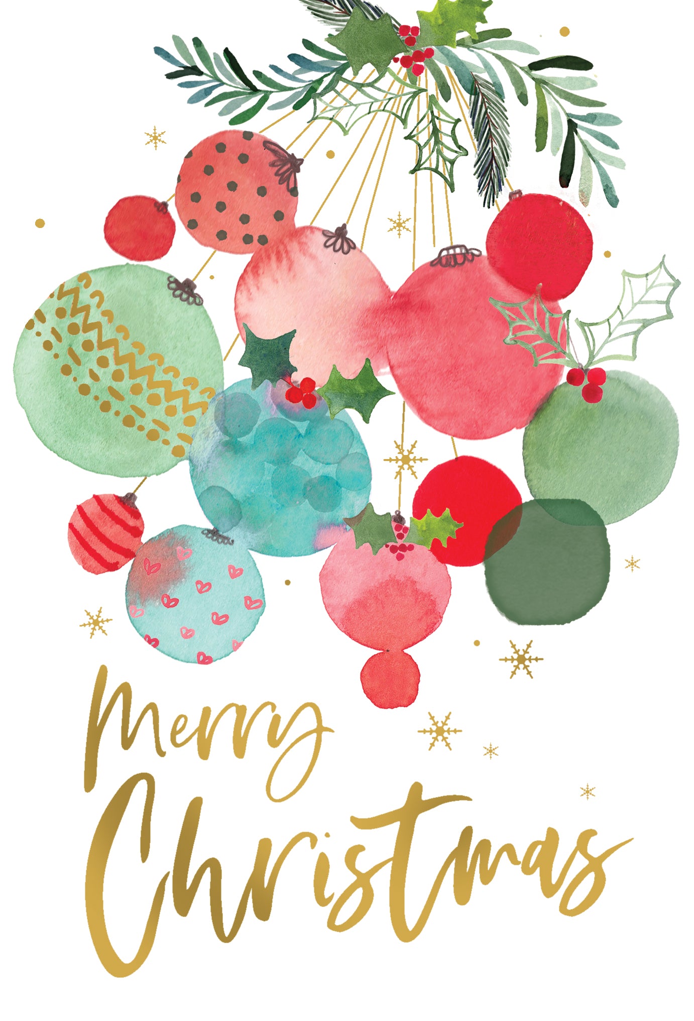 Watercolor Ornaments Christmas Card - Cardmore